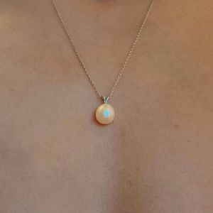 925 Italy RSE Sterling Silver Solitaire 8mm Cultured Freshwater Pearl Necklace